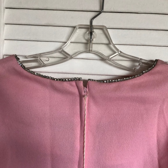 Vintage 60s bubble gum pink jeweled MOD mini dress - Picture 8 of 11